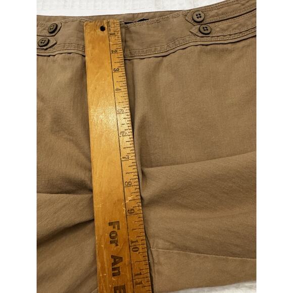 Larry Levine Stretch Crop Wide Leg Sz 12 Beige Flat Front Work Beach Vacation - Picture 6 of 7